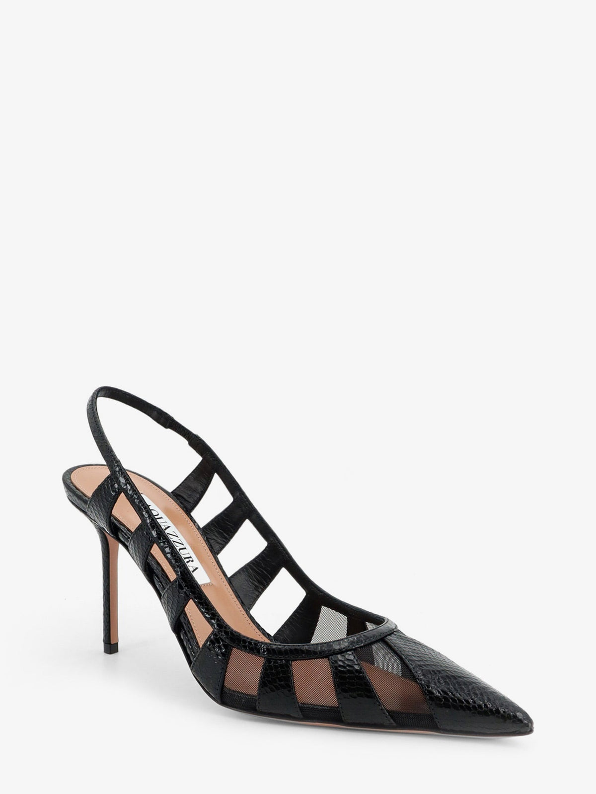 Aquazzura Leather décolleté with mesh inserts - Black