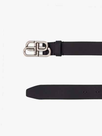 Balenciaga BB Large Leather Belt - Black