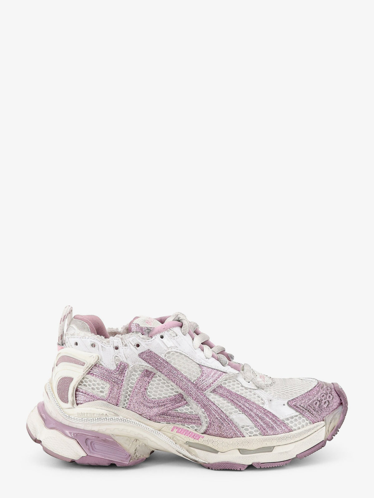 Balenciaga Runner mesh sneakers with glitter inserts - Whitelilacpink