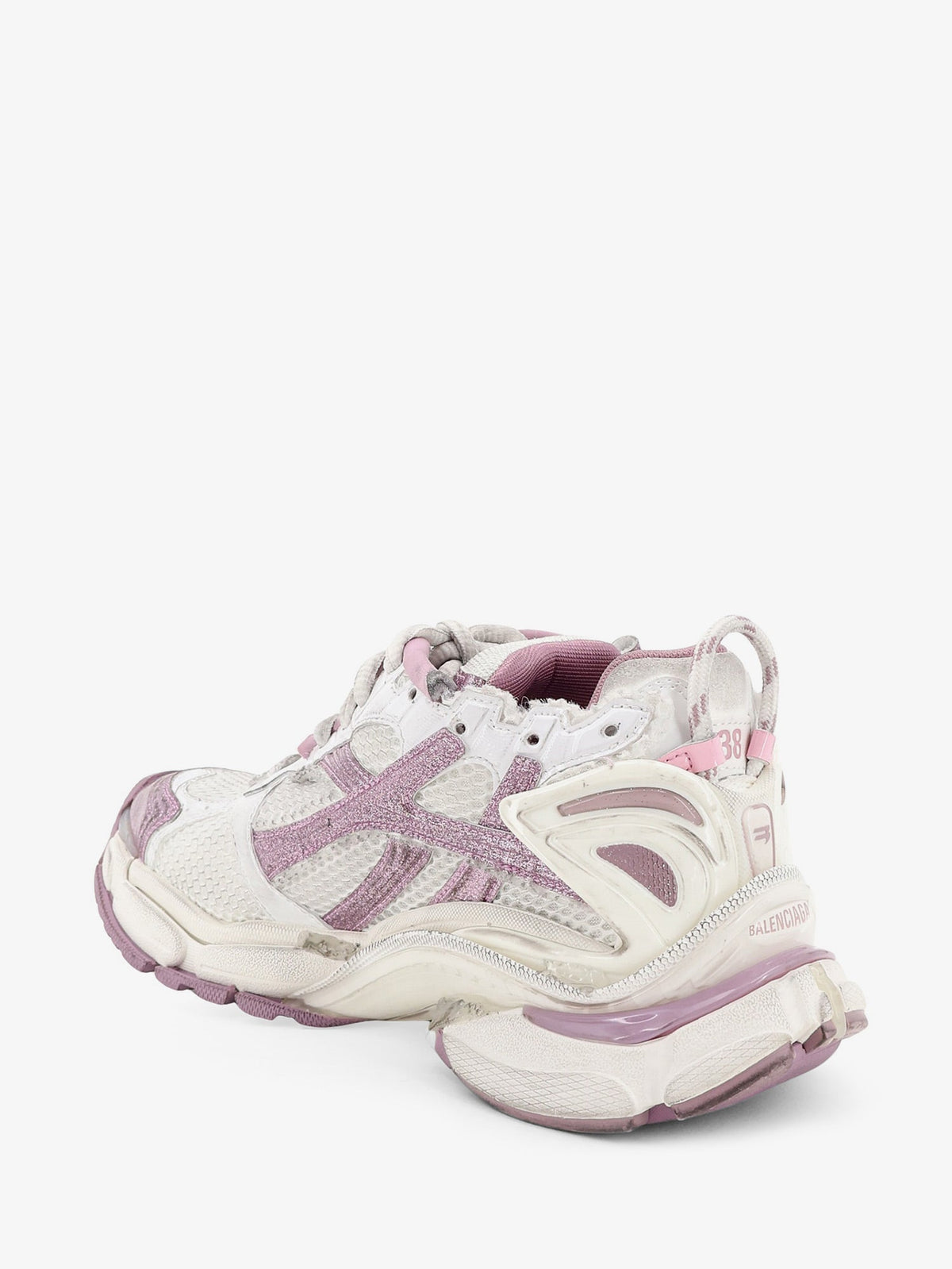 Balenciaga Runner mesh sneakers with glitter inserts - Whitelilacpink