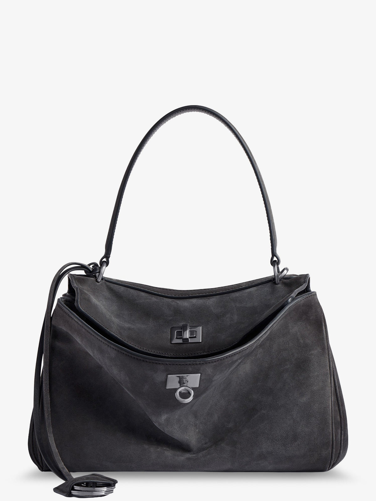 Balenciaga Rodeo S suede crossbody bag - Stormgrey