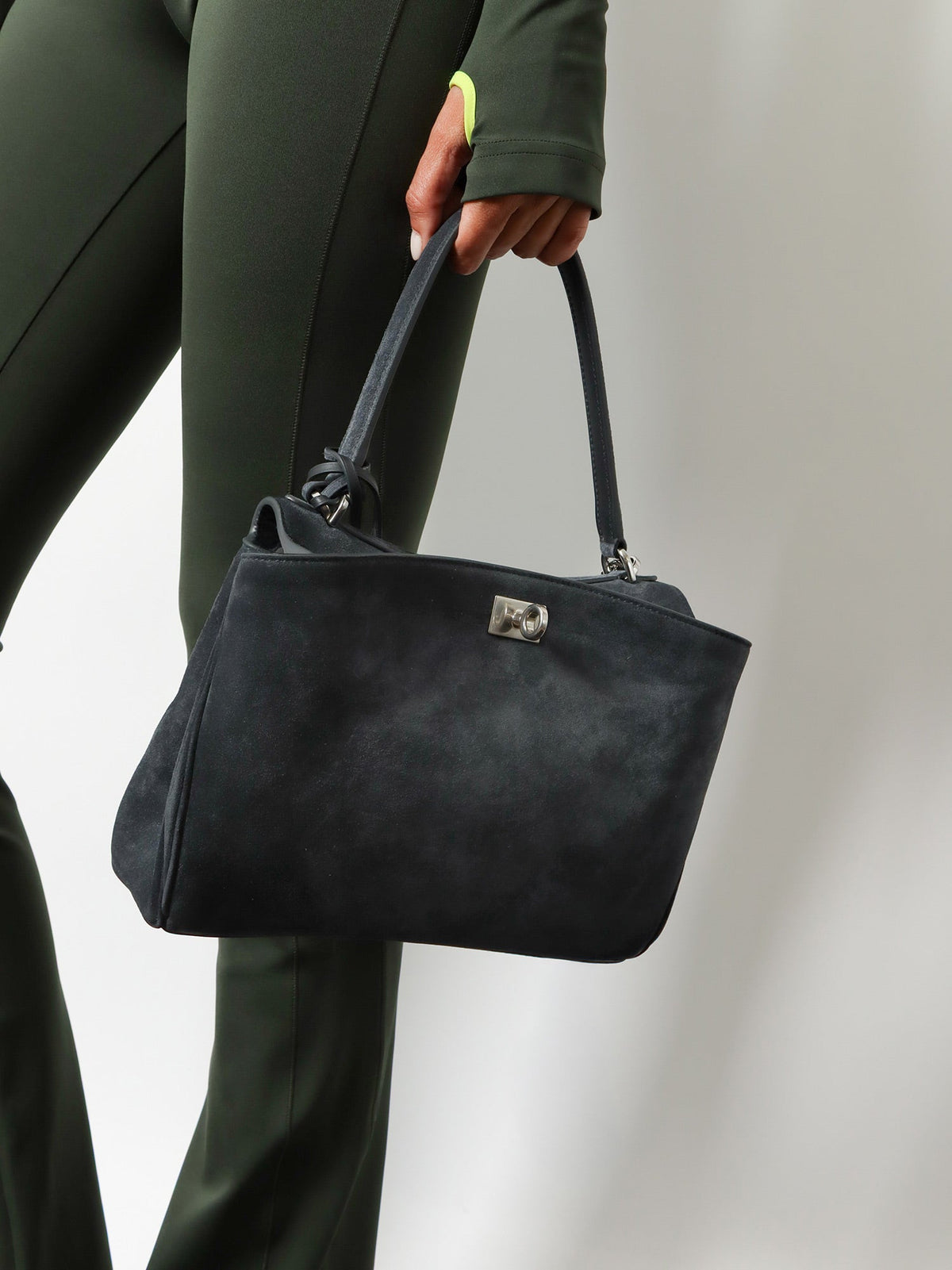 Balenciaga Rodeo S suede crossbody bag - Stormgrey