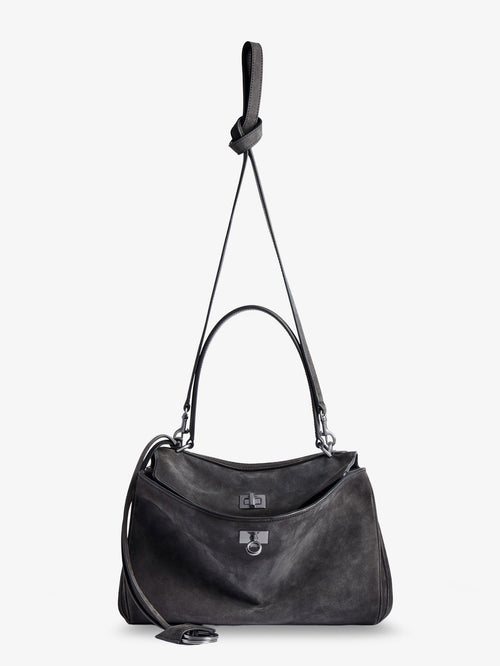 Balenciaga Rodeo S suede crossbody bag - Stormgrey