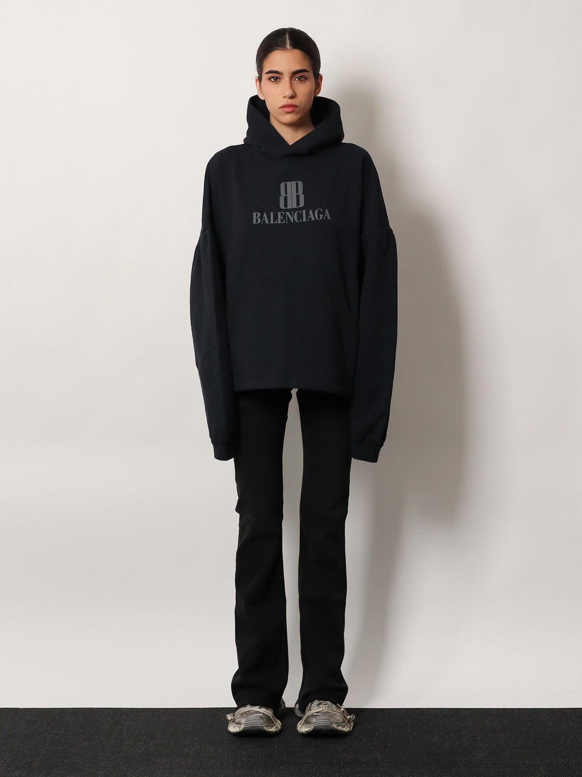 Balenciaga Cropped cotton sweatshirt - Faded Black