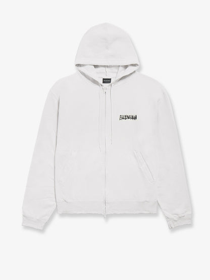 Balenciaga Over Zip-Up Hoodie cotton sweatshirt - Dirty White