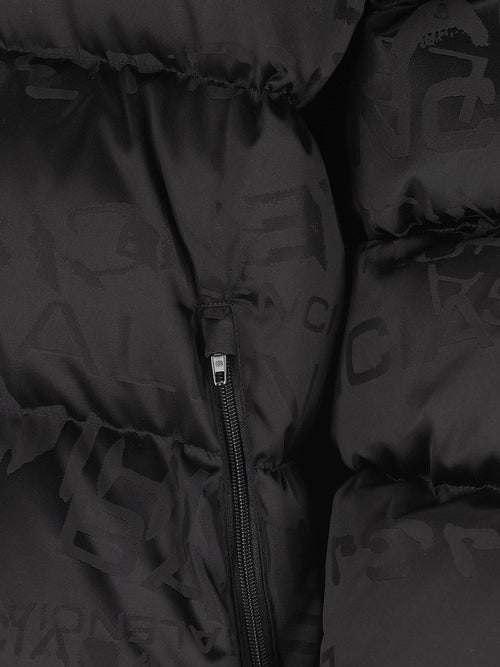 Balenciaga Nylon down jacket with all-over lettering logo - Black
