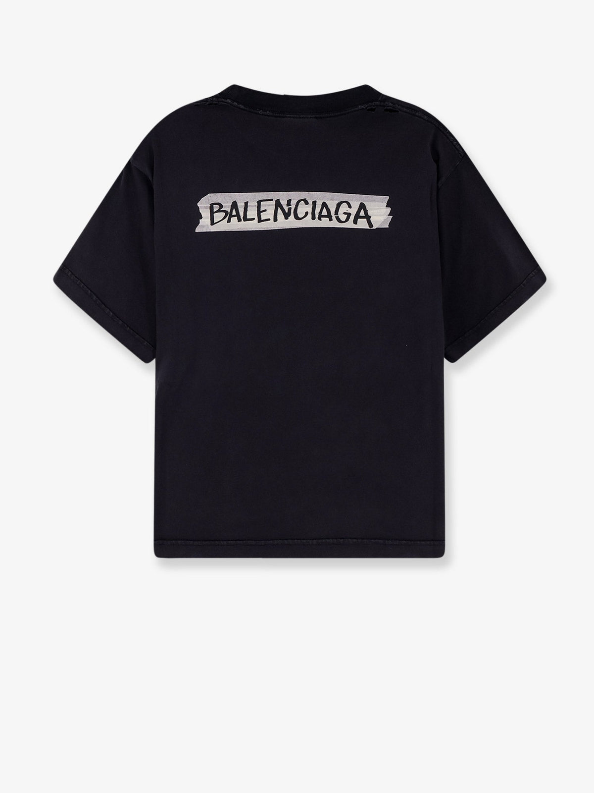 Balenciaga Used effect cotton t-shirt - Faded Washed Black