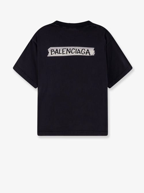 Balenciaga Used effect cotton t-shirt - Faded Washed Black