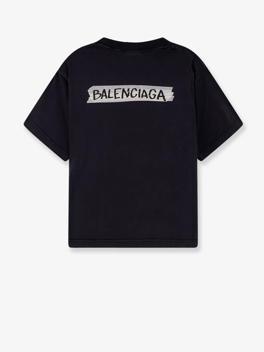 Balenciaga Used effect cotton t-shirt - Faded Washed Black