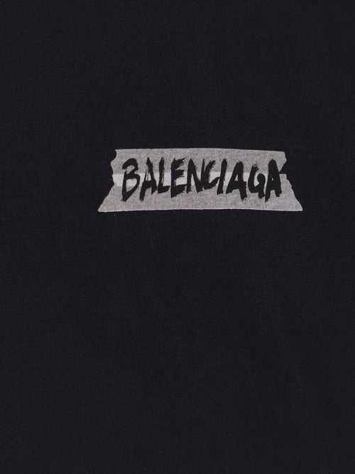 Balenciaga Used effect cotton t-shirt - Faded Washed Black