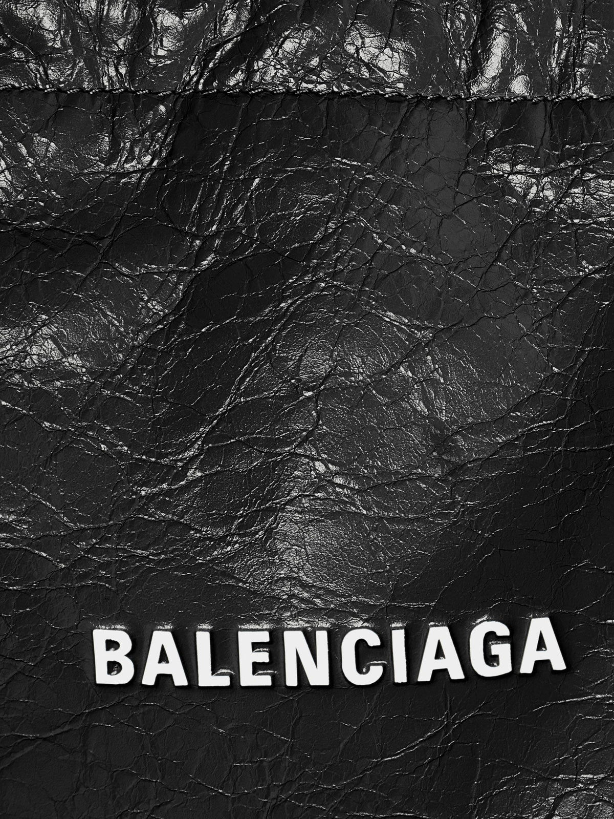 Balenciaga Leather Shopper Phone Holder with lettering logo on the front - Black/L White
