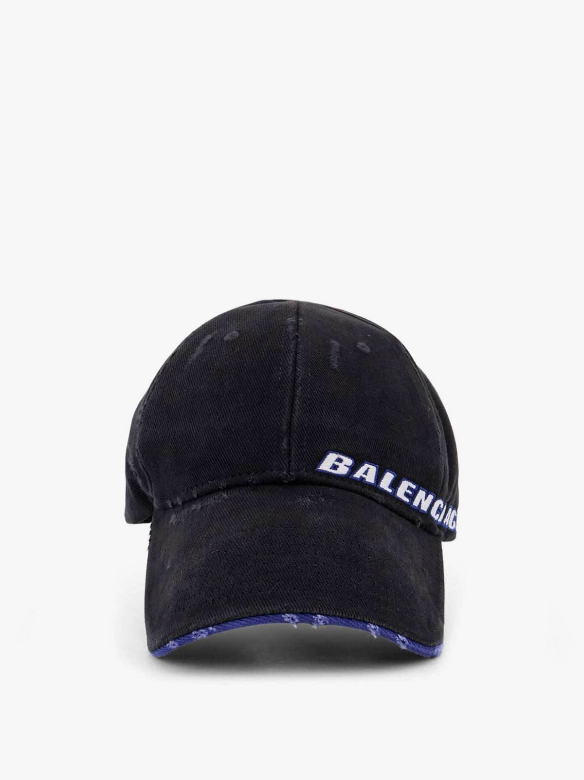 Balenciaga Cotton baseball hat with distressed effect - Black