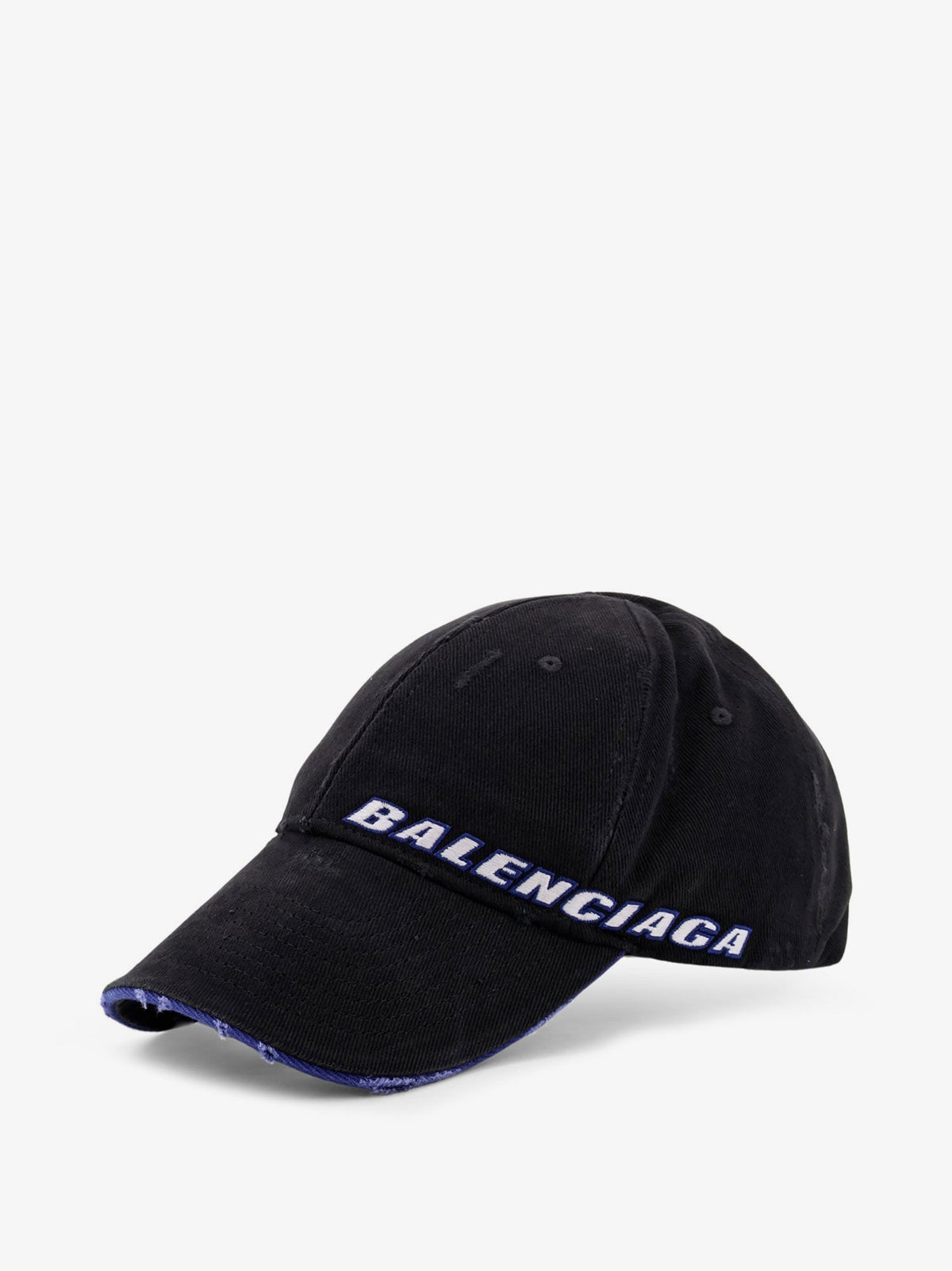 Balenciaga Cotton baseball hat with distressed effect - Black