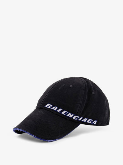 Balenciaga Cotton baseball hat with distressed effect - Black