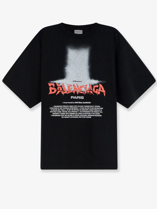 Balenciaga Cotton T-shirt with front logo print - Black