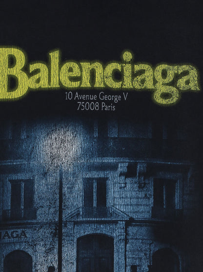 Balenciaga Cotton T-shirt with front logo print - Fadedwashedblack