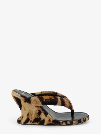 BALENCIAGA - Gaeta flip-flops with ponyskin wedge