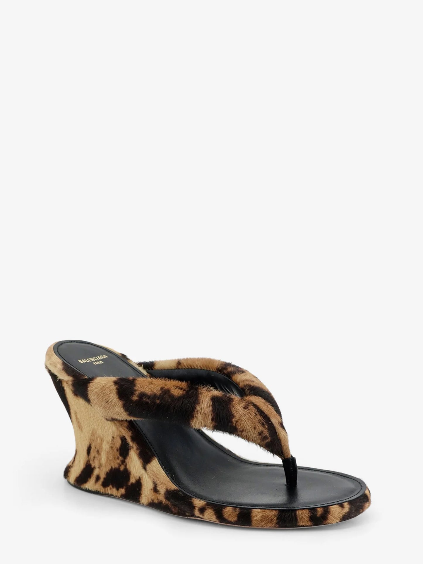 BALENCIAGA - Gaeta flip-flops with ponyskin wedge