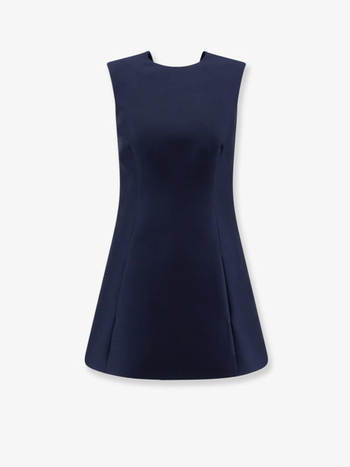 Balenciaga A-line merino wool and silk blend short dress - Navy