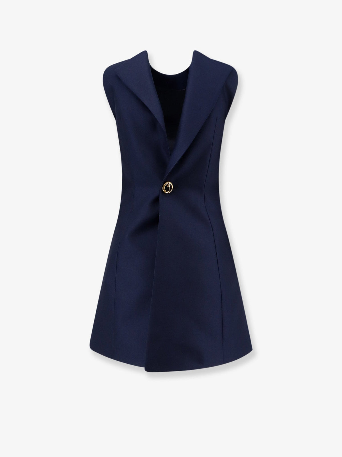 Balenciaga A-line merino wool and silk blend short dress - Navy