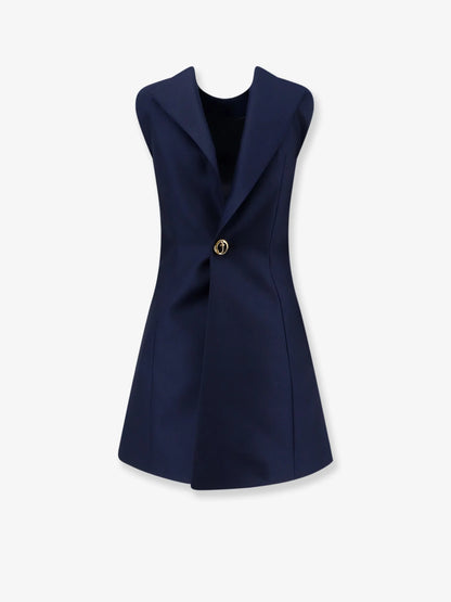 BALENCIAGA - A-line merino wool and silk blend short dress