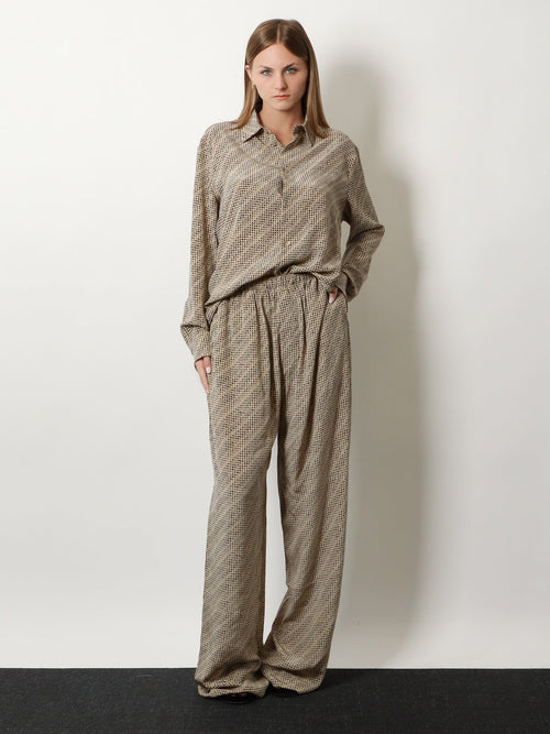Balenciaga Monogram silk trousers - Beigeblack