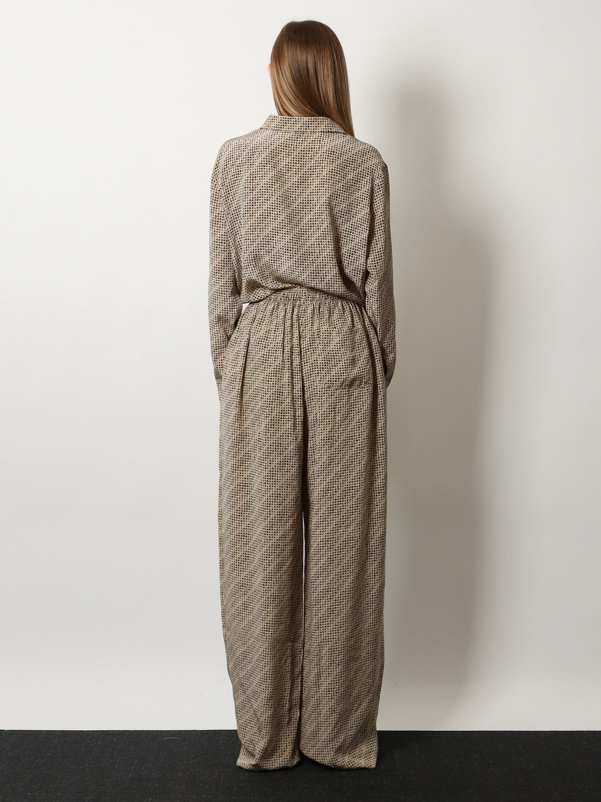 Balenciaga Monogram silk trousers - Beigeblack