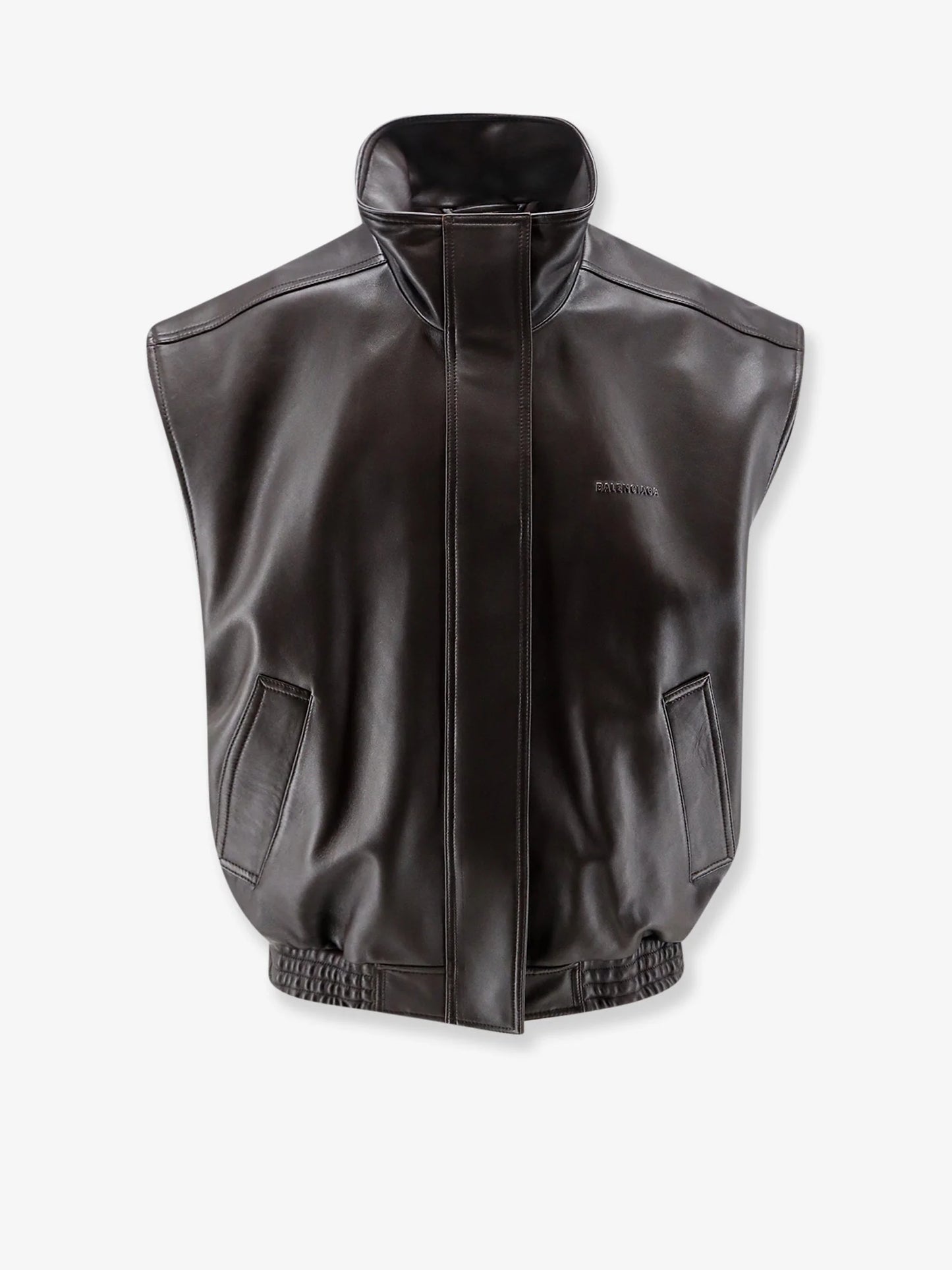 BALENCIAGA - Giubbino in pelle smanicato