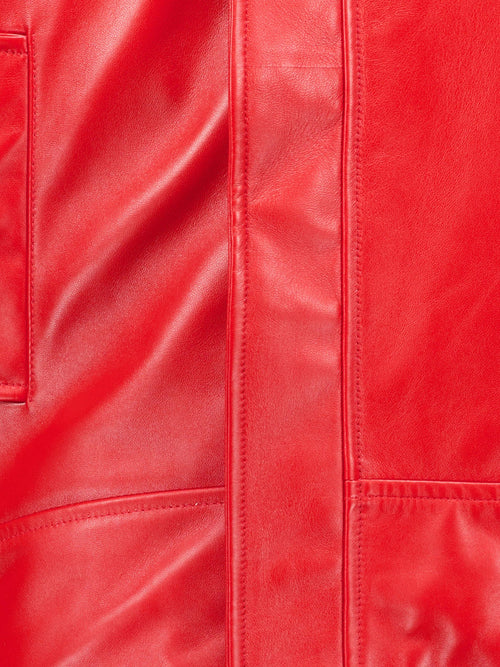 Balenciaga Arrotondato leather jacket with engraved lettering logo on the front - Red