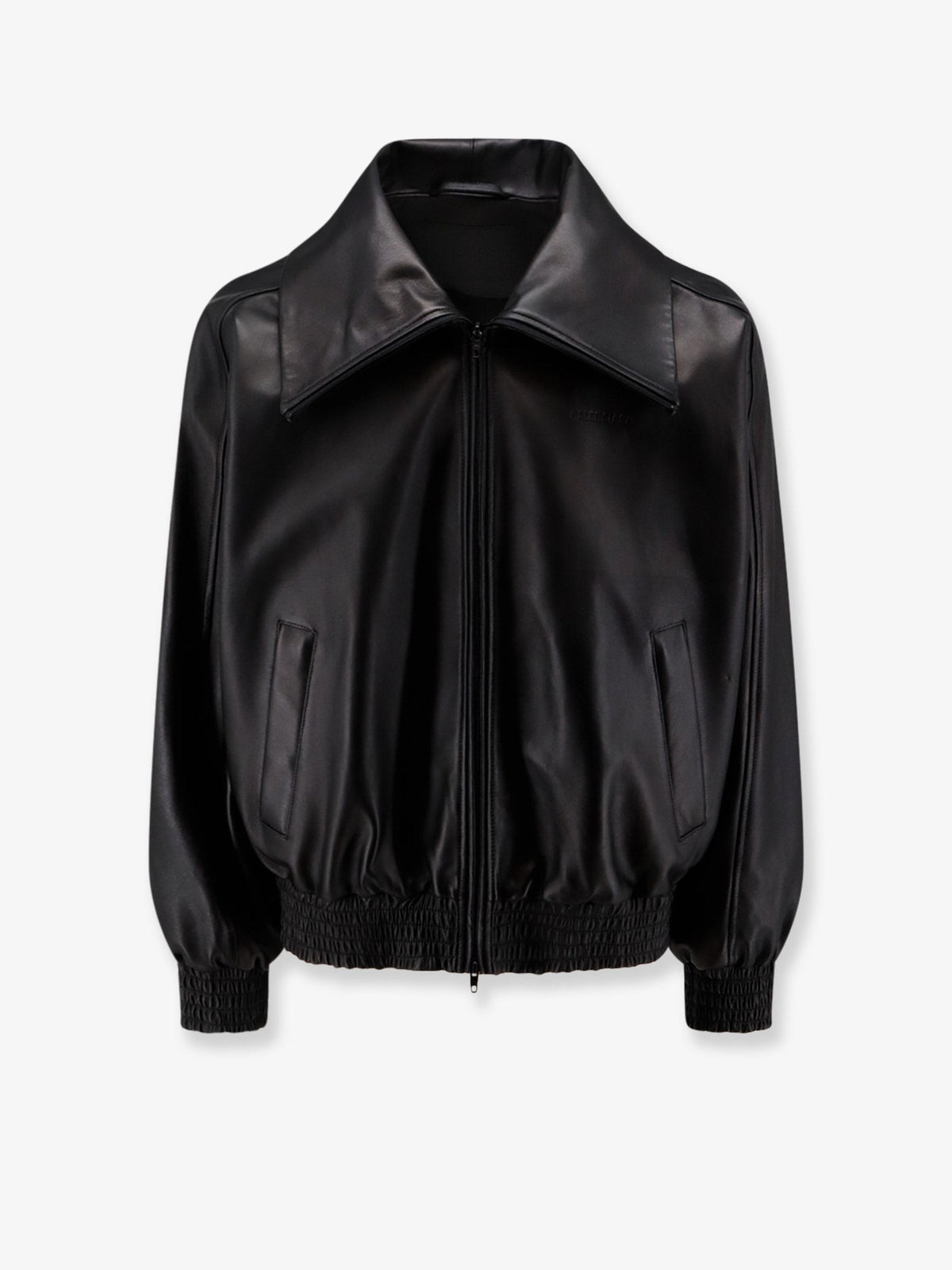 Balenciaga Leather jacket with Logo detail - Black