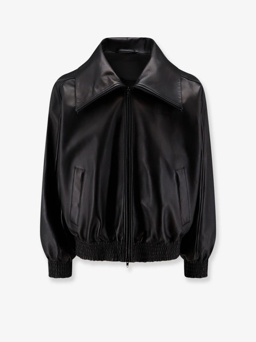 Balenciaga Leather jacket with Logo detail - Black