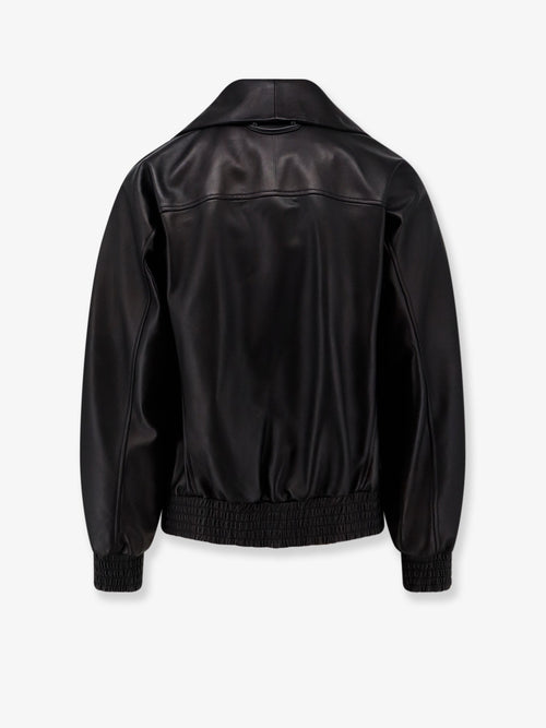 Balenciaga Leather jacket with Logo detail - Black