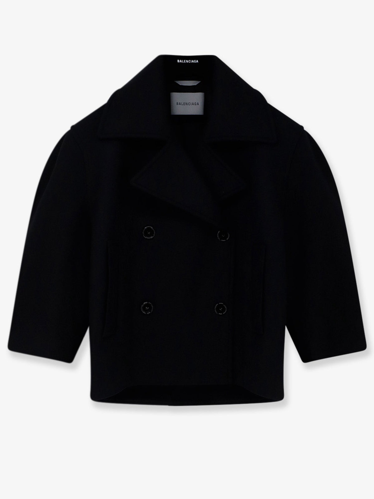 Balenciaga Compact double-wool cocoon peacoat - Black