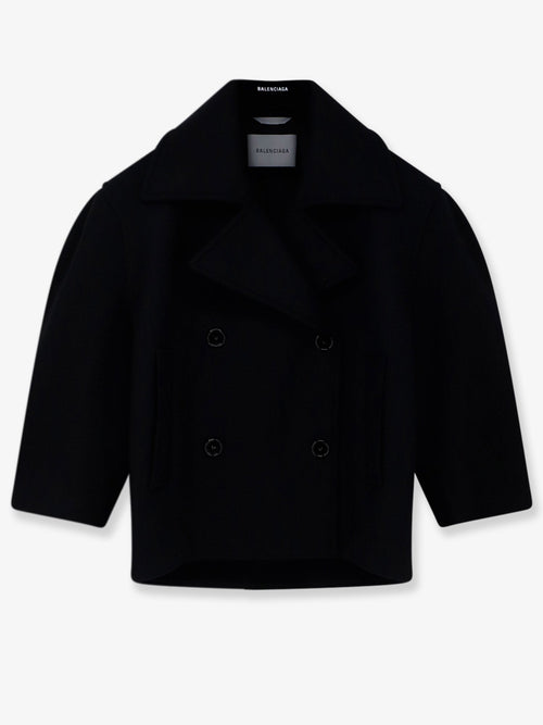Balenciaga Compact double-wool cocoon peacoat - Black