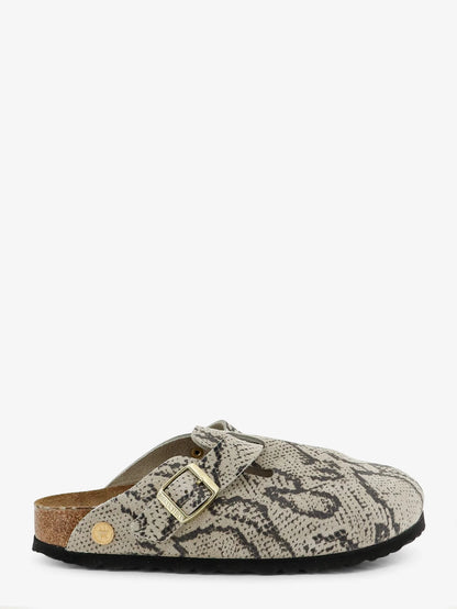BIRKENSTOCK - Boston suede sabot with python print