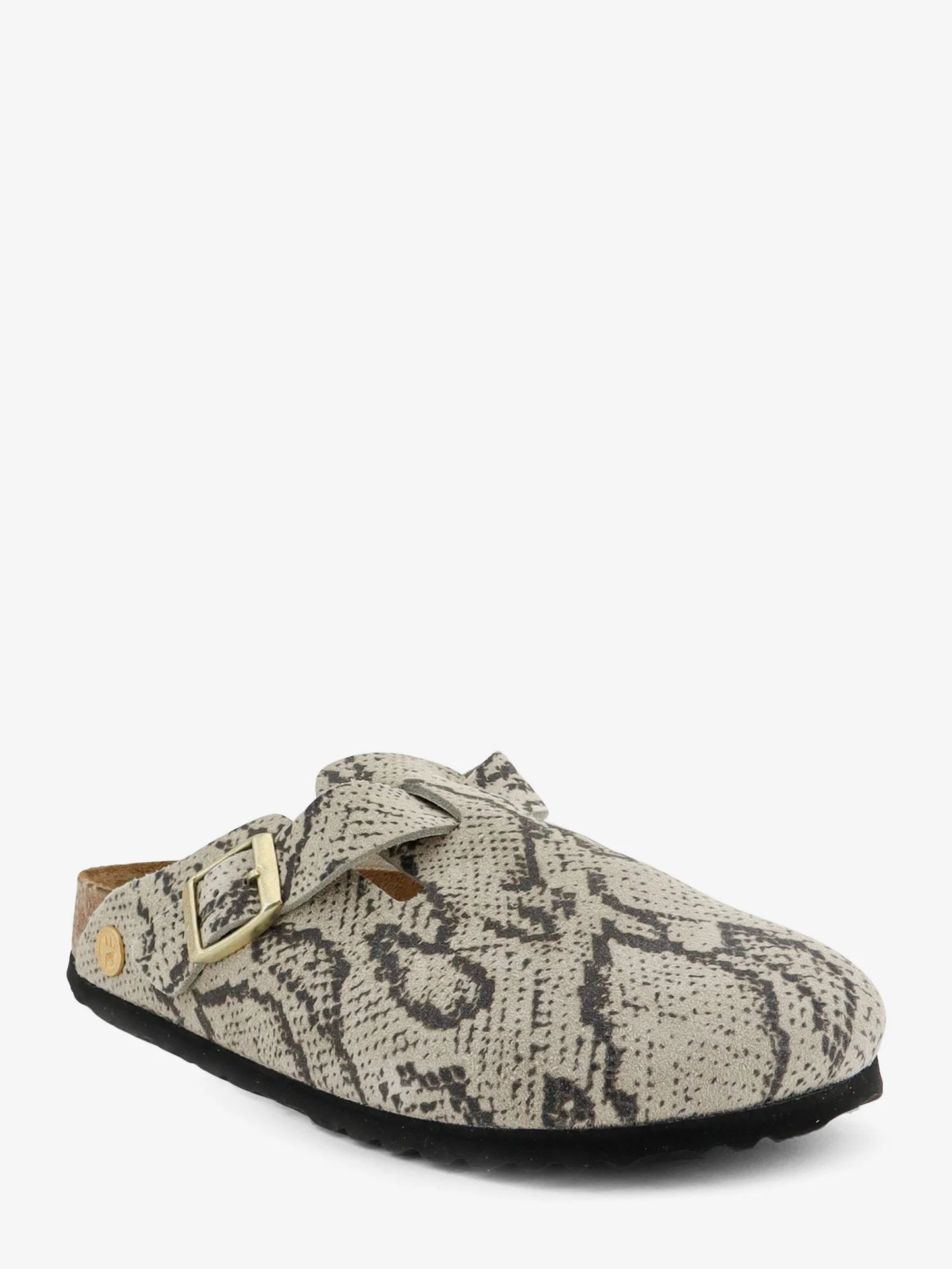 BIRKENSTOCK - Boston suede sabot with python print