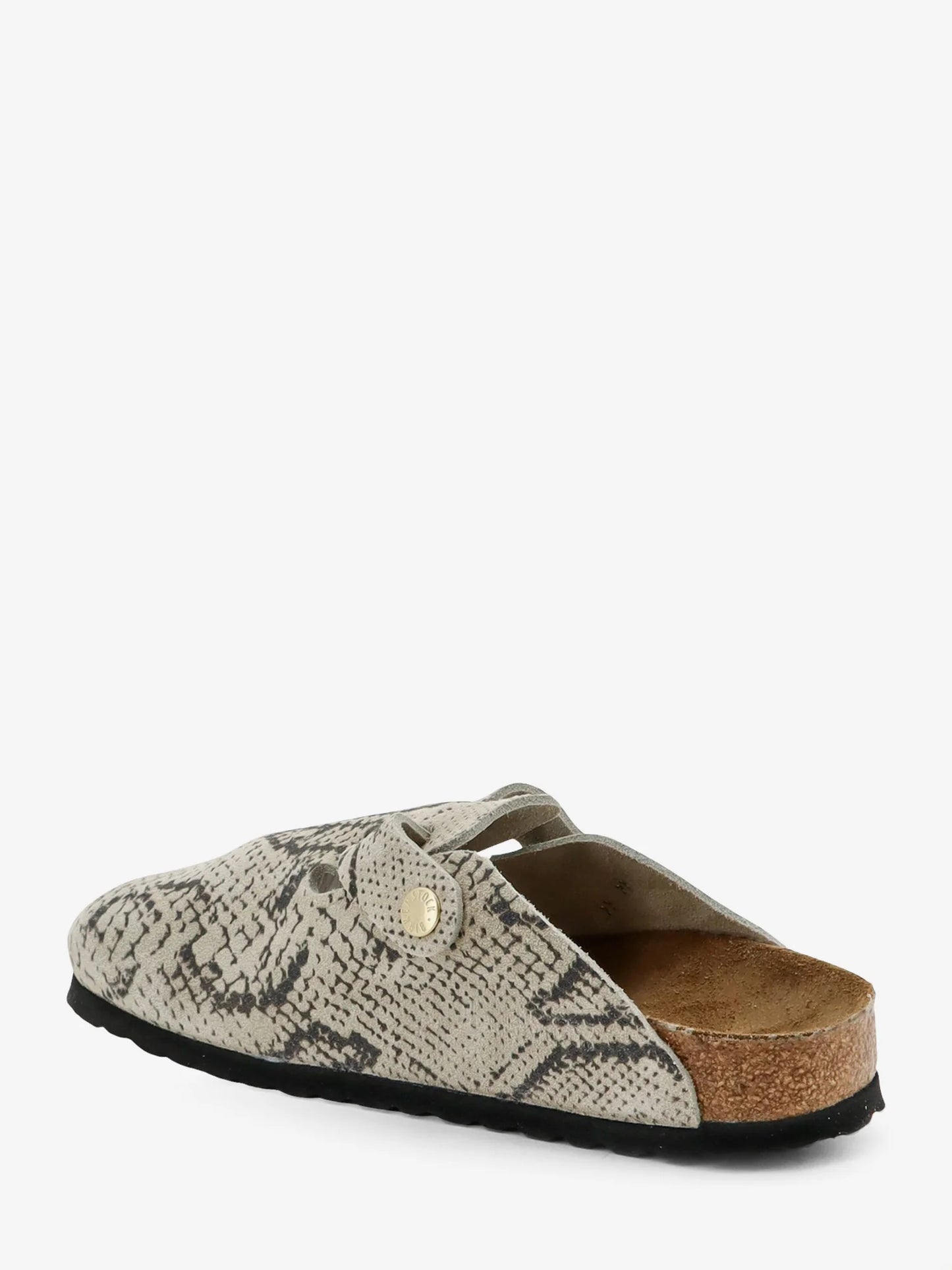 BIRKENSTOCK - Boston suede sabot with python print