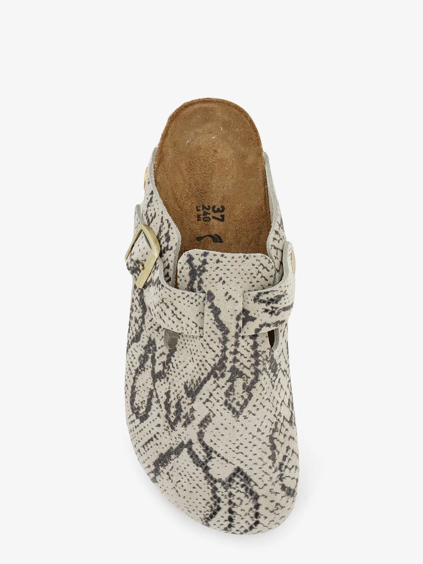 BIRKENSTOCK - Boston suede sabot with python print