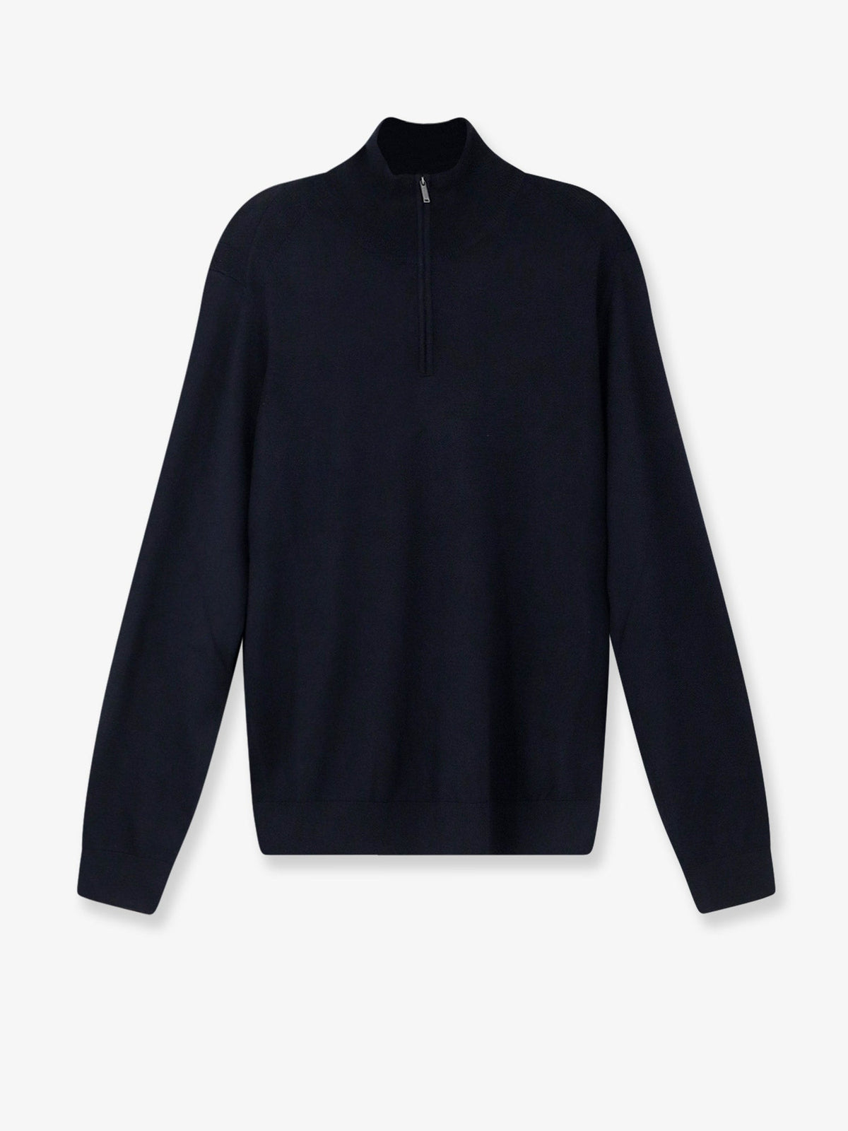 Boss Half-zip cardigan in wool, silk and cashmere - Dark Blue