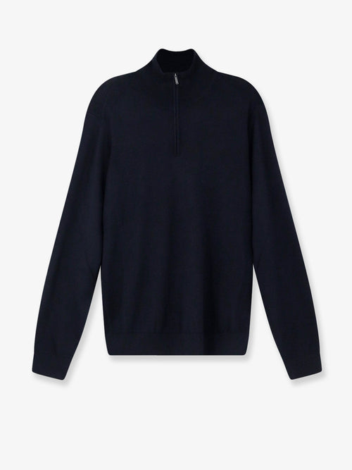 Boss Half-zip cardigan in wool, silk and cashmere - Dark Blue