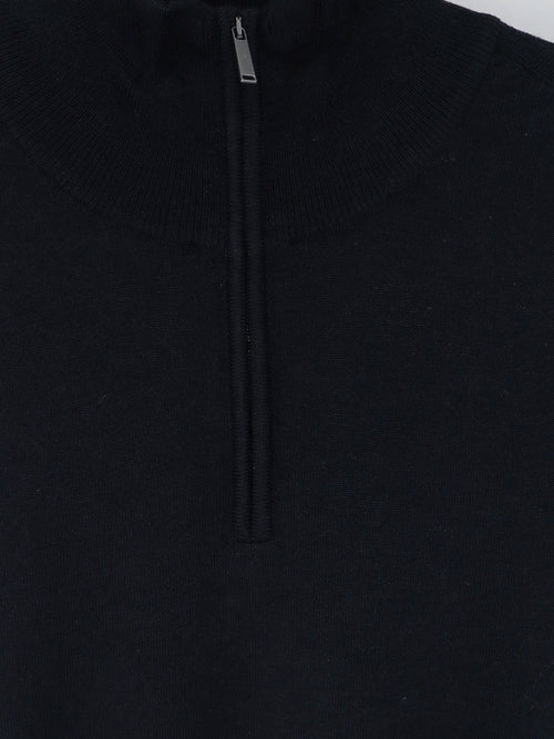 Boss Half-zip cardigan in wool, silk and cashmere - Dark Blue