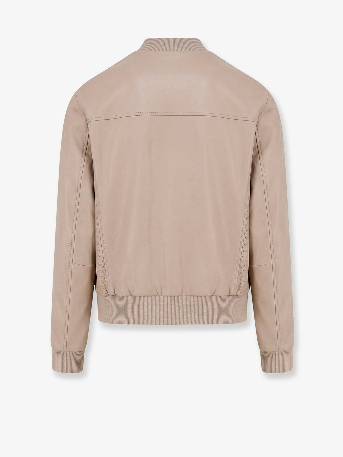 Boss Masic leather jacket with stitching - Lightbeige