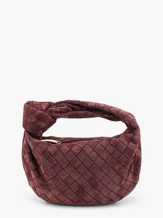 Bottega Veneta Mini Jodie Intrecciato suede handbag - Deep Mahogany-Gold