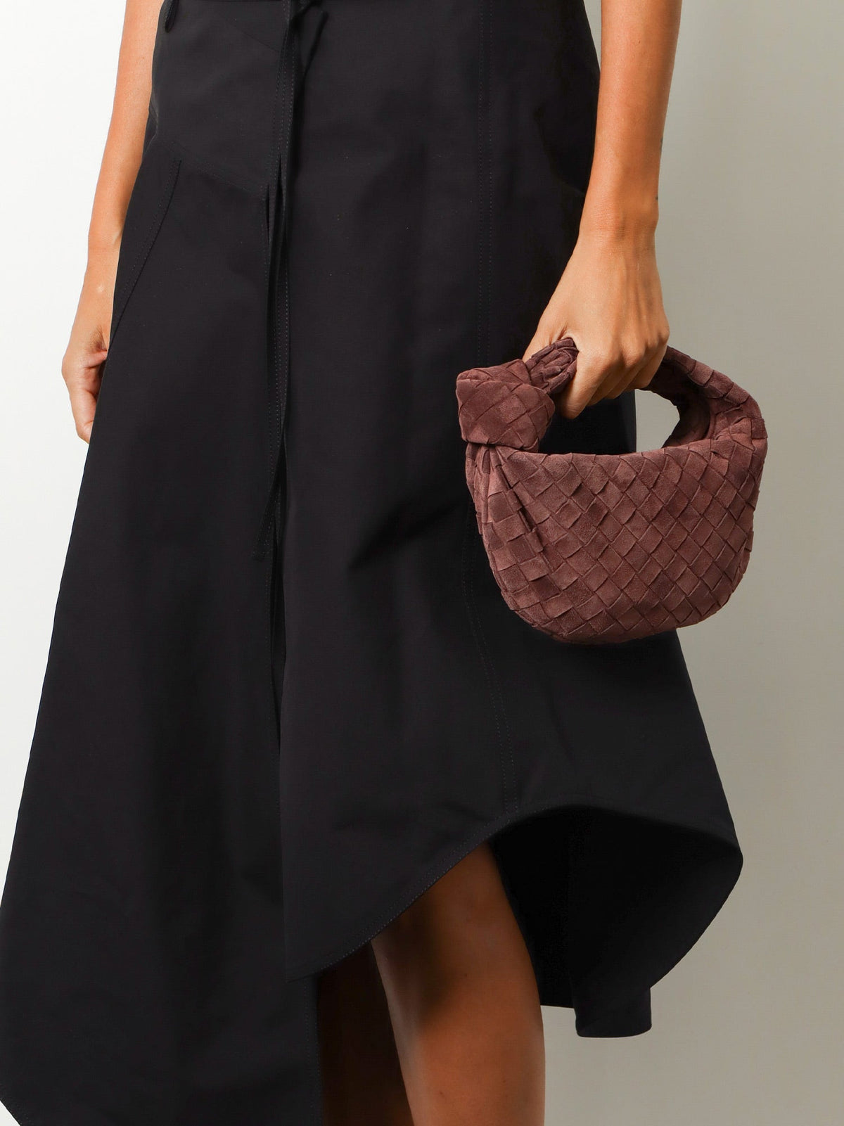 Bottega Veneta Mini Jodie Intrecciato suede handbag - Deep Mahogany-Gold