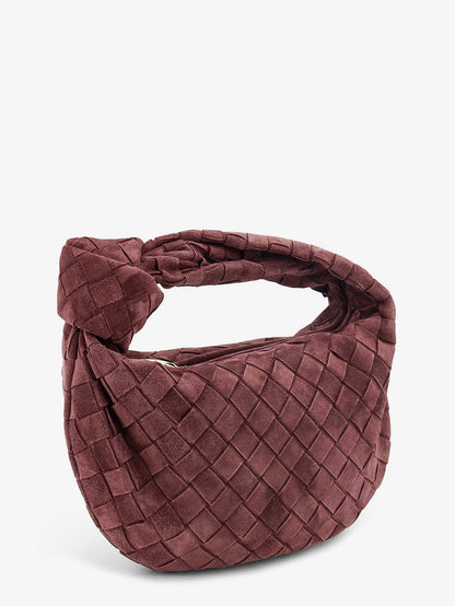 Bottega Veneta Mini Jodie Intrecciato suede handbag - Deep Mahogany-Gold