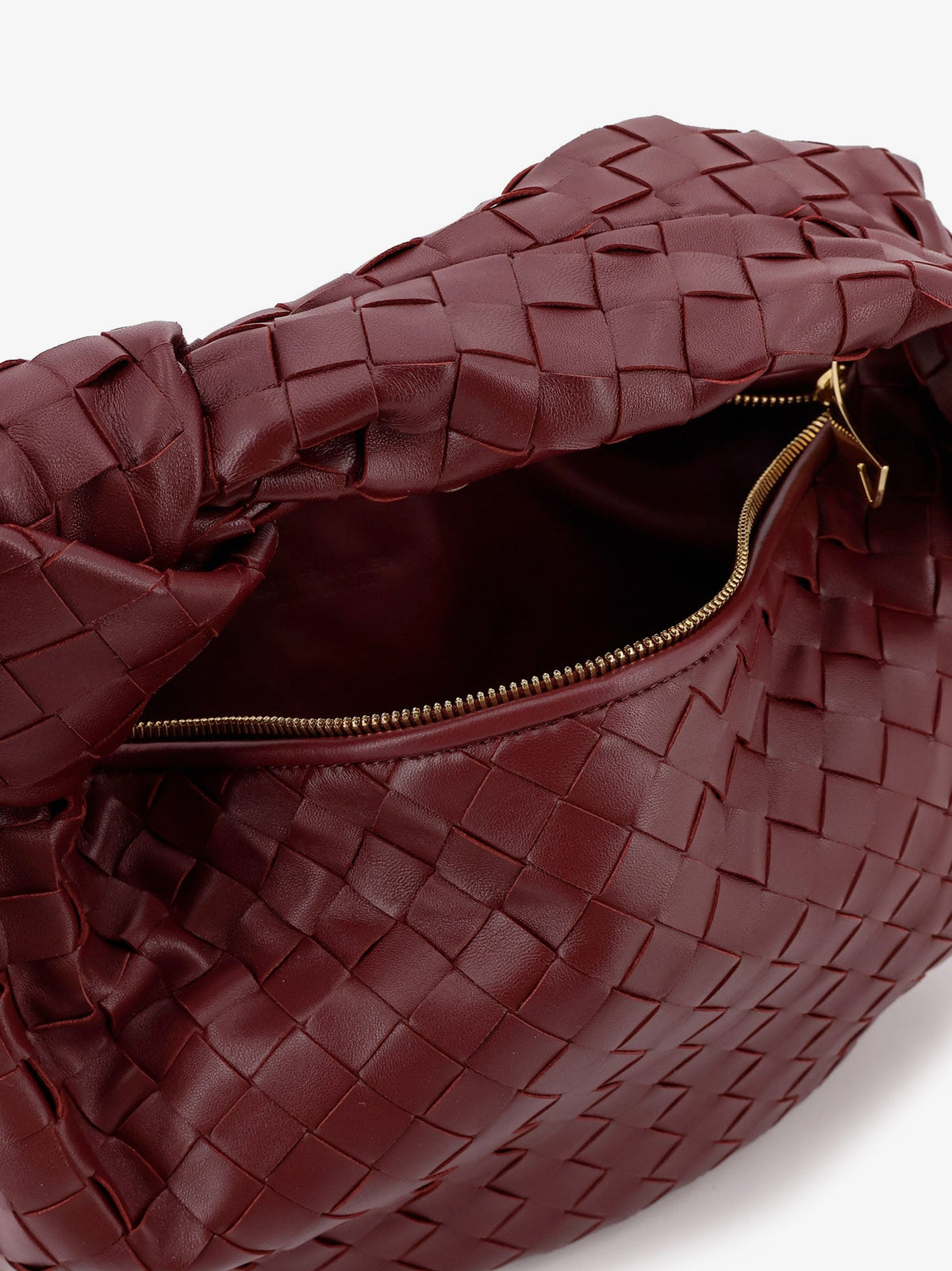 Bottega Veneta Jodie Small leather handbag with Intrecciato motif - Barolo-Gold