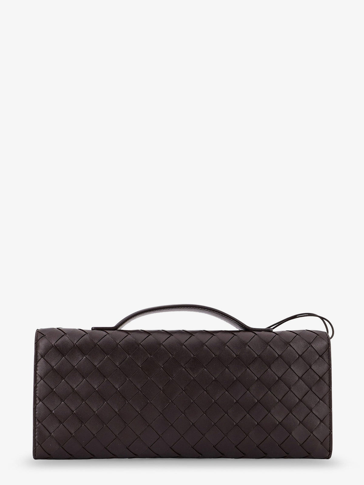 Bottega Veneta Andiamo Leather Clutch with Intrecciato motif - Fondant-M Brass