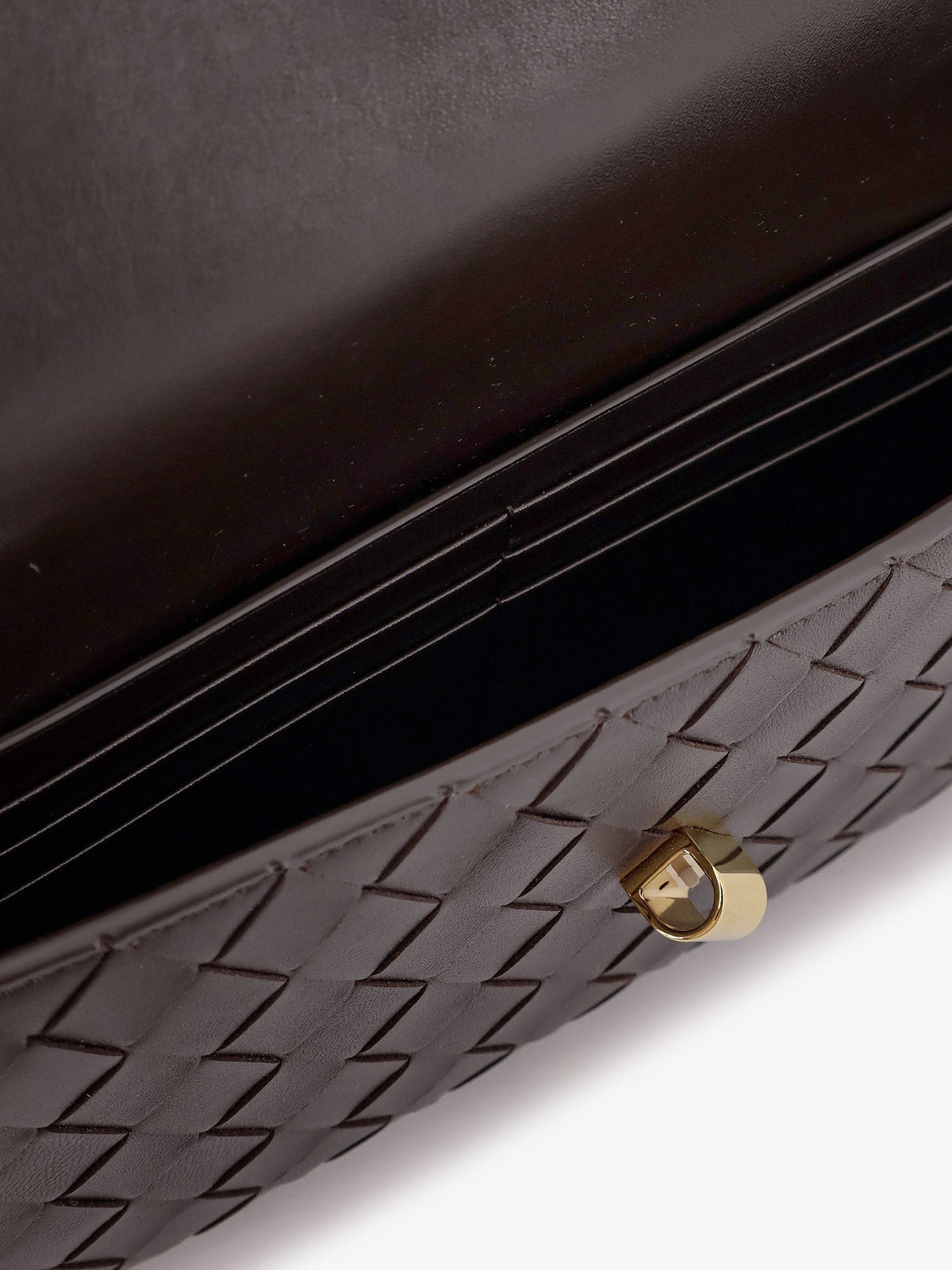 Bottega Veneta Andiamo Leather Clutch with Intrecciato motif - Fondant-M Brass