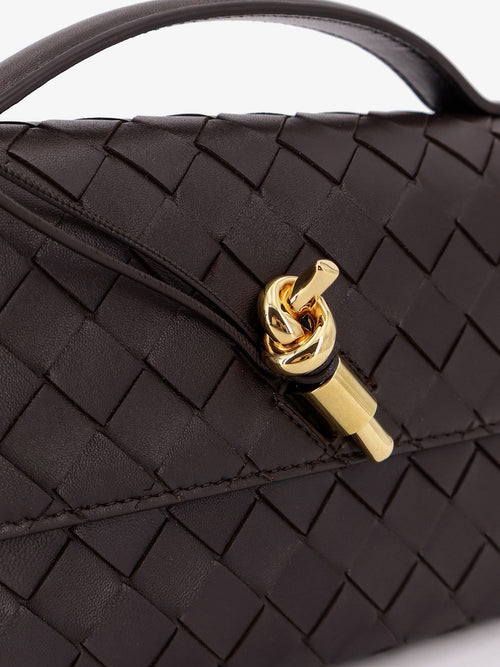 Bottega Veneta Andiamo Leather Clutch with Intrecciato motif - Fondant-M Brass