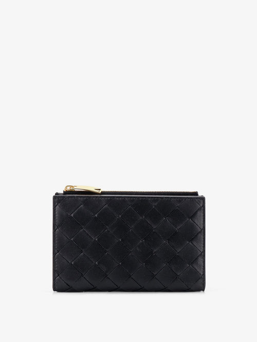 Bottega Veneta Leather wallet with Intrecciato pattern - Black-Gold